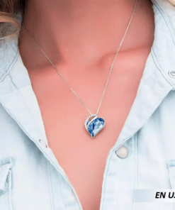 Collar de corazón de cristal de colores