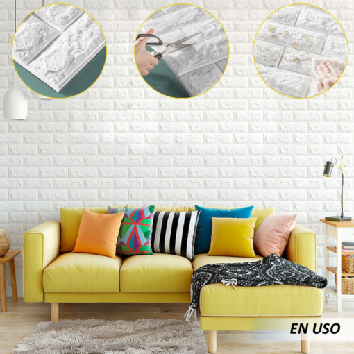 Papel tapiz pintado ladrillos blancos - Imagen 4
