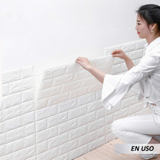 Papel tapiz pintado ladrillos blancos - Imagen 3