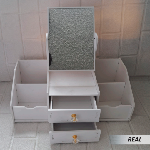 Organizador de maquillaje cosmético con espejo cuadrado - Imagen 6