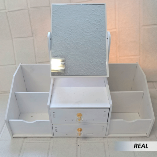 Organizador de maquillaje cosmético con espejo cuadrado - Imagen 5