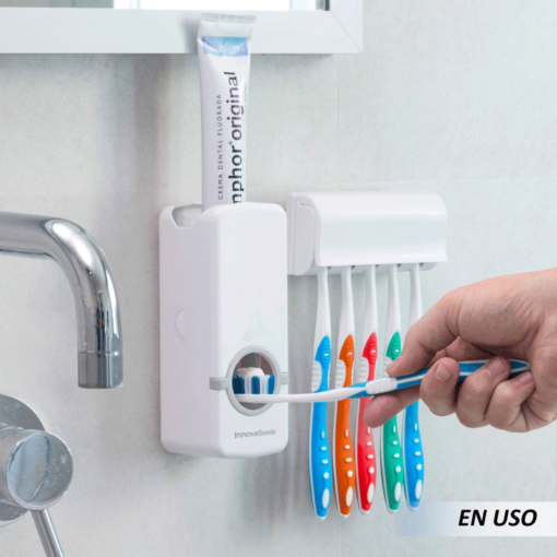 Dispensador de Pasta Dental y Soporte para Cepillos de Dientes