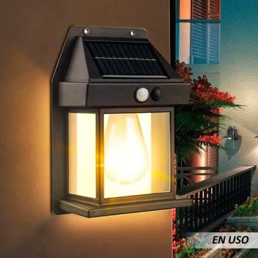 Lámpara foco solar de pared para exteriores