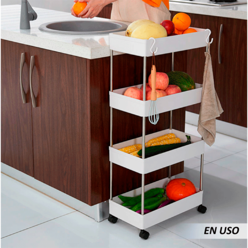 Organizador de 4 pisos de cocina con ruedas