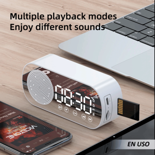 Radio despertador Digital con espejo y pantalla LED