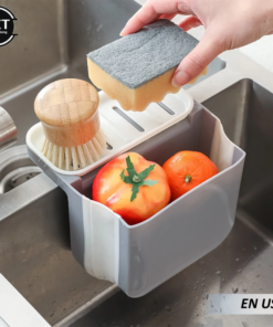Recipiente plegable con ventosa escurridor para cocina