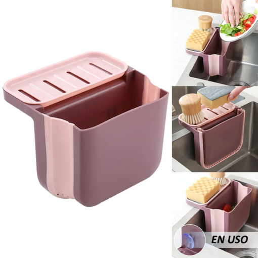 Recipiente plegable con ventosa escurridor para cocina - Imagen 3