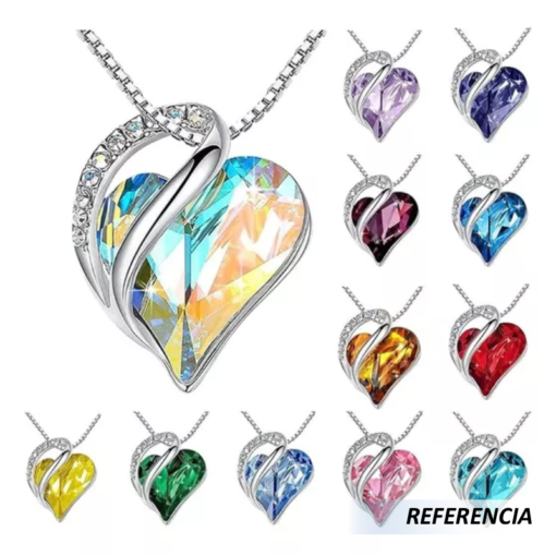 Collar de corazón de cristal de colores - Imagen 9