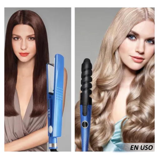 Kit Nano Titanium Plancha Rizadora Y Peine - Imagen 3