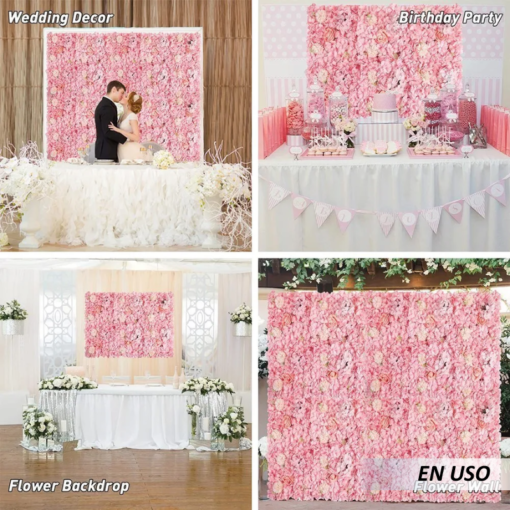 Panel decorativo de pared con flores artificiales - Imagen 3