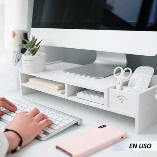 Soporte de Escritorio para Monitor con Cajones de Almacenamiento